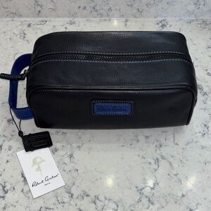 Robert Graham Black Leather Men's Toiletry Bag